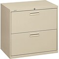 HON® Brigade® 500 Series 2 Drawer Lateral File Cabinet, Letter/Legal, Putty, 30W (HON572LL)