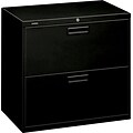 HON® Brigade® 500 Series 2 Drawer Lateral File Cabinet, Letter/Legal, Black, 30W (H572LP)