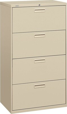 HON® Brigade® 500 Series 4 Drawer Lateral File Cabinet, Letter/Legal, Putty, 30W (HON574LL)