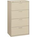 HON® Brigade® 500 Series 4 Drawer Lateral File Cabinet, Letter/Legal, Putty, 30W (HON574LL)