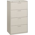 HON® Brigade® 500 Series 4 Drawer Lateral File Cabinet, Letter/Legal, Light Grey, 30W (HON574LQ)