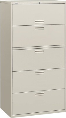 HON® Brigade® 500 Series Lateral File, 5-Drawer, 67Hx36Wx19-1/4D, Light Grey