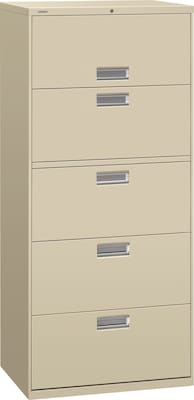 HON Brigade 600 Series 5 Drawer Lateral File Cabinet, Letter, Putty, 30W (675L-L) NEXT2018 NEXT2Day