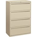 HON Brigade® 700 Series Lateral File, 4-Drawer, 53-1/4Hx36Wx19-1/4D, Putty