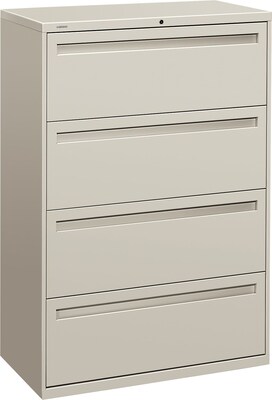 HON Brigade® 700 Series Lateral file, 4-Drawer, 53-1/4Hx36Wx19-1/4D, Light Grey