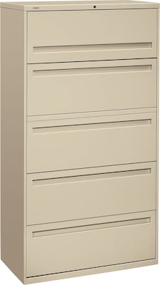 HON Brigade® 700 Series Lateral File, 5-Drawer, 67Hx36Wx19-1/4D, Putty