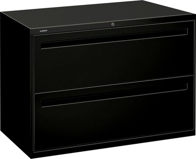 HON Brigade® 700 Series Lateral File, 2-Drawer, 28-3/8Hx42Wx19-1/4D, Black