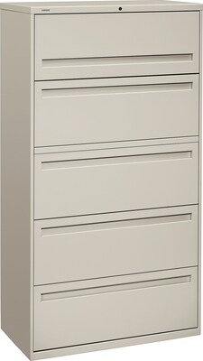 HON Brigade® 700 Series Lateral file, 5-Drawer, 67Hx36Wx19-1/4D, Light Grey