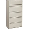 HON Brigade® 700 Series Lateral file, 5-Drawer, 67Hx36Wx19-1/4D, Light Grey