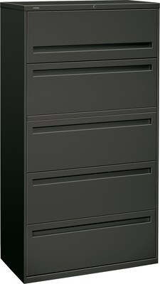 HON Brigade® 700 Series Lateral File, 5-Drawer, 67Hx36Wx19-1/4D, Charcoal