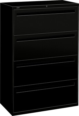 HON Brigade® 700 Series Lateral file, 4-Drawer, 53-1/4Hx36Wx19-1/4D, Black