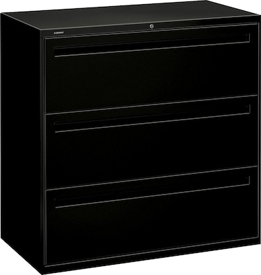 Hon® 700 Series 3-Drawer Lateral File Cabinet, Black, Letter/Legal (793LP)
