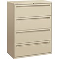 HON Brigade® 700 Series Lateral File, 4-Drawer, 53-1/4Hx42Wx19-1/4D, Putty