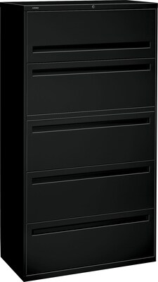 HON Brigade® 700 Series Lateral File, 5-Drawer, 67Hx36Wx19-1/4D, Black