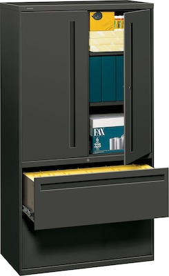 HON® 700 Series 2 Drawer Lateral File Cabinet w/Roll-Out & Posting Shelves, Charcoal, Letter/Legal,