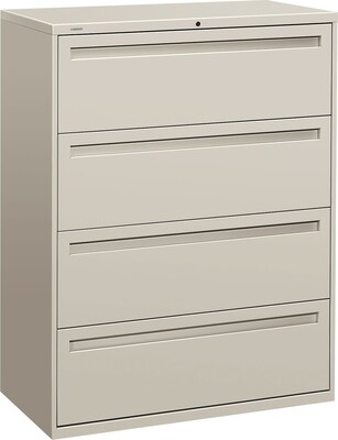 HON Brigade® 700 Series Lateral File, 4-Drawer, 52 1/2H x 42W x 18D, Light Grey