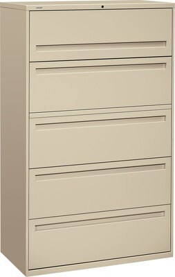 HON Brigade® 700 Series Lateral File, 5-Drawer, 67Hx42Wx19-1/4D, Putty