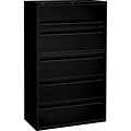 HON Brigade® 700 Series Lateral File, 5-Drawer, 67Hx42Wx19-1/4D, Black