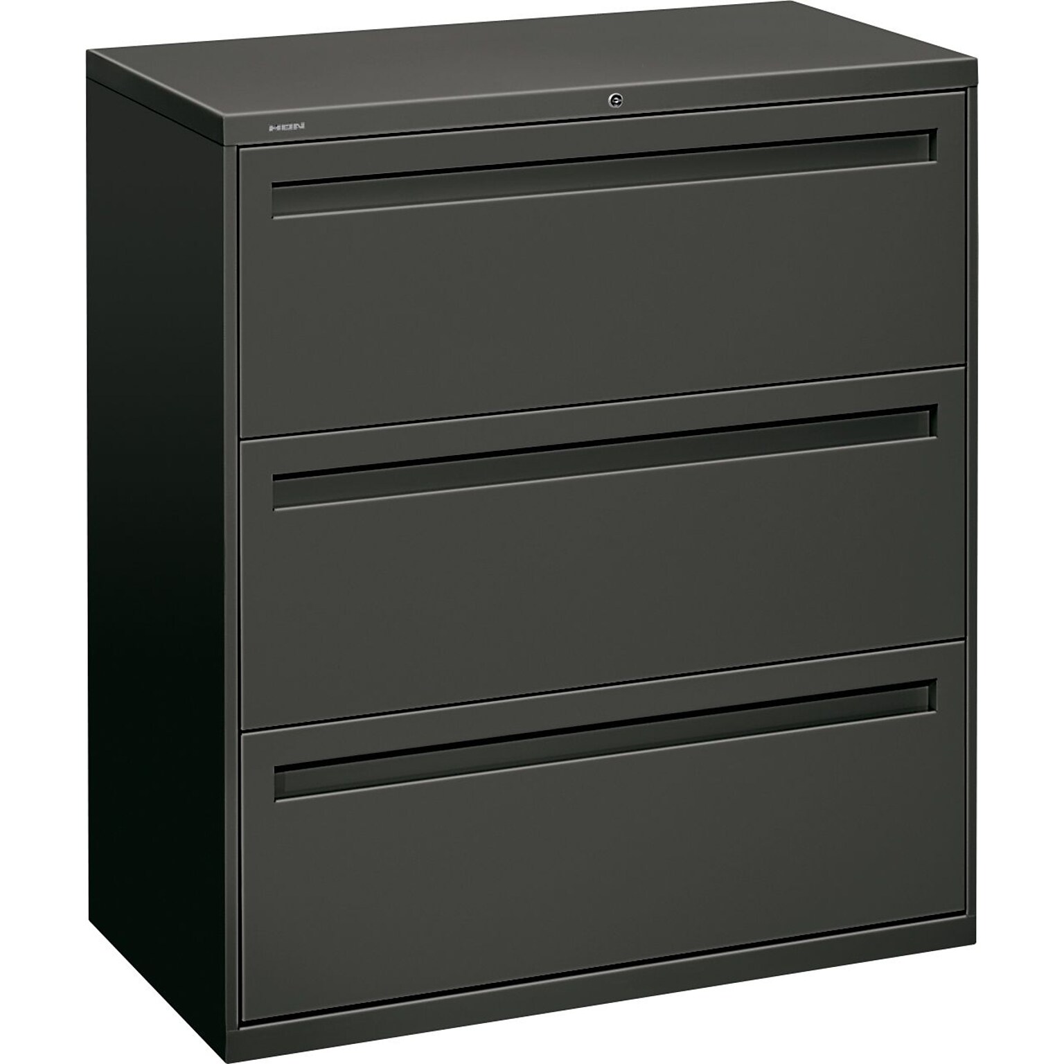 Hon® 700 Series 3-Drawer 40 7/8H x 36W Lateral File Cabinet, Charcoal, Legal (783LS)