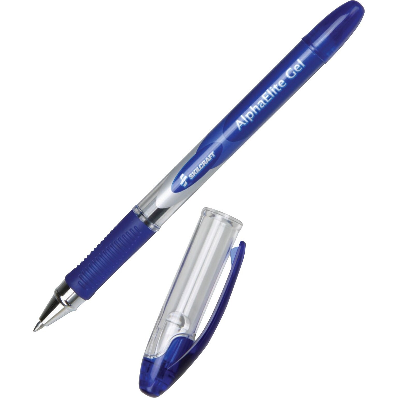 AbilityOne SkilCraft AlphaElite Gel Ink Pen, Medium Point, Blue Ink, 12/Pack (NSN5005212)
