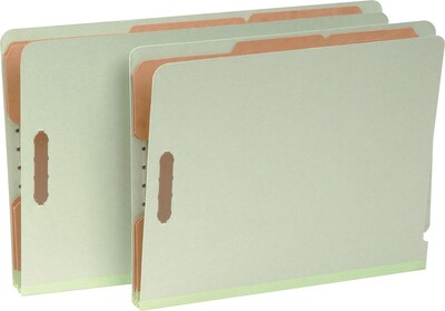 Pendaflex Reinforced Pressboard Classification Folder, 2-Dividers, 2" Expansion, Legal Size, Light Green, 10/Box (23324)