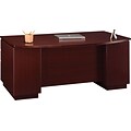 Bush Business Furniture Contemporary Collection, Harvest Cherry, 72 Bow Front Double Pedestal Desk, Installed (500-020-9000KFA)