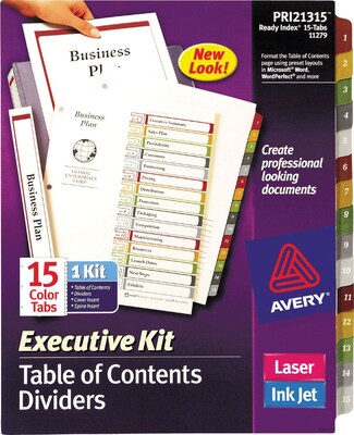 Avery® Executive Ready Index® Kit; 15-Tab