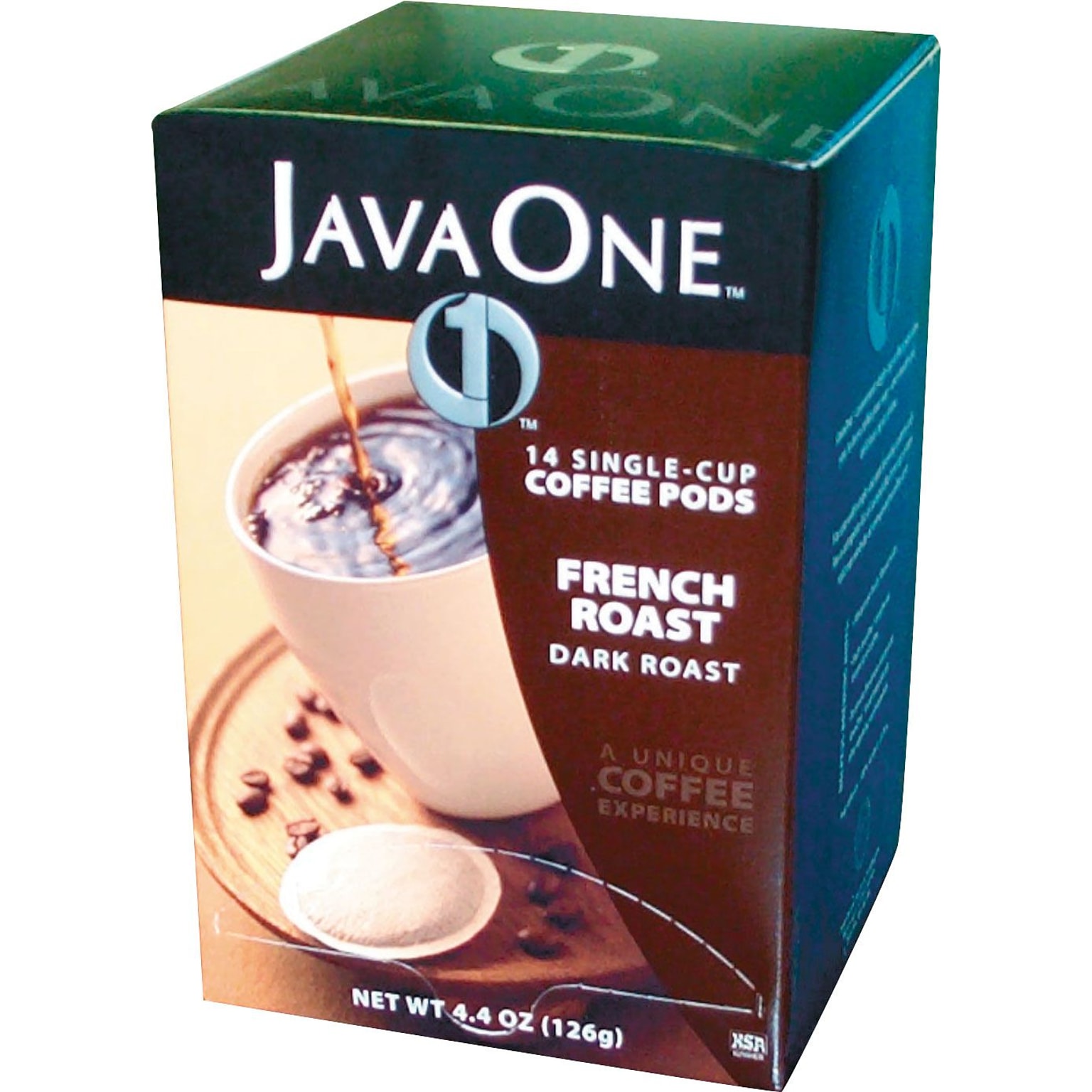 Java One Single Cup French Roast Ground Coffee, Regular, .3 oz., 14 Pods (JTC30800)