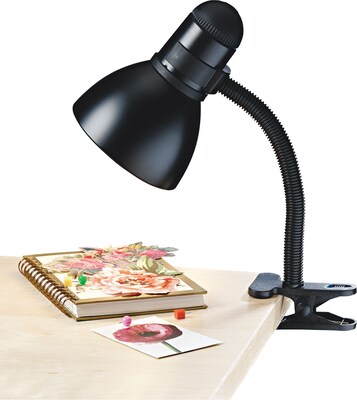 Tensor® Incandescent/CFL Gooseneck Clip Lamp, 14H, Black (13060-005)