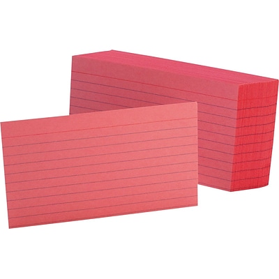 Oxford® Index Cards; 3 . x5, Ruled, Cherry, 100/Pack