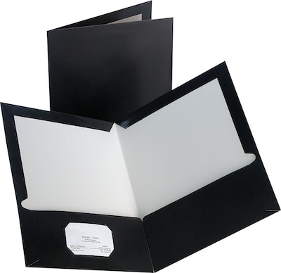 Staples® Two-Pocket Laminated Folders, Black, 10/Pack (13365-CC)