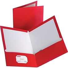Staples® Two-Pocket Laminated Folders, Red, 10/Pack (13374-CC)