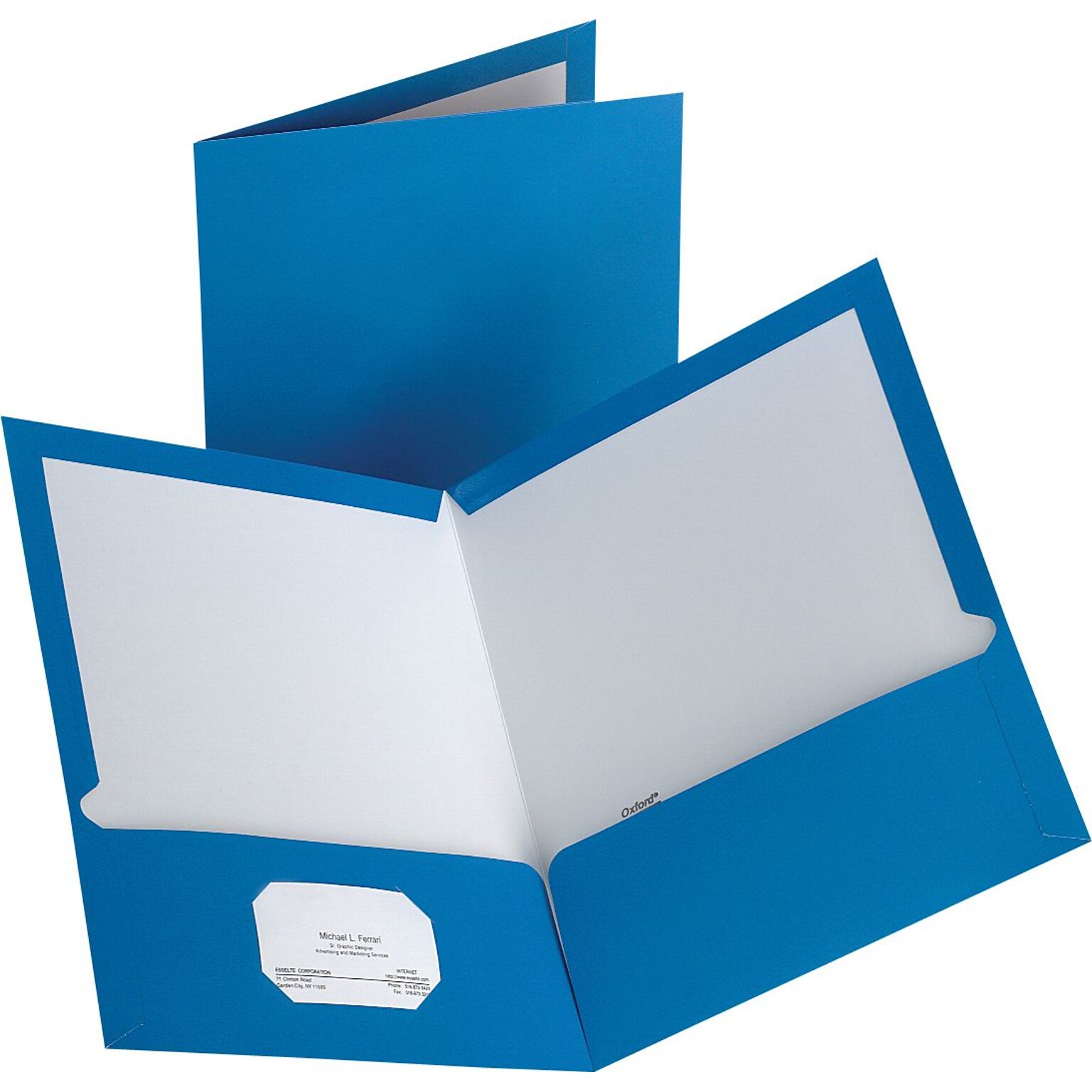 Staples® Two-Pocket Laminated Portfolios, Light Blue, 10/Pack (13373-CC)