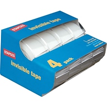 Staples® Invisible Tape Caddies, 3/4 x 11.1 yds, 4/Pack (52384-P4D)
