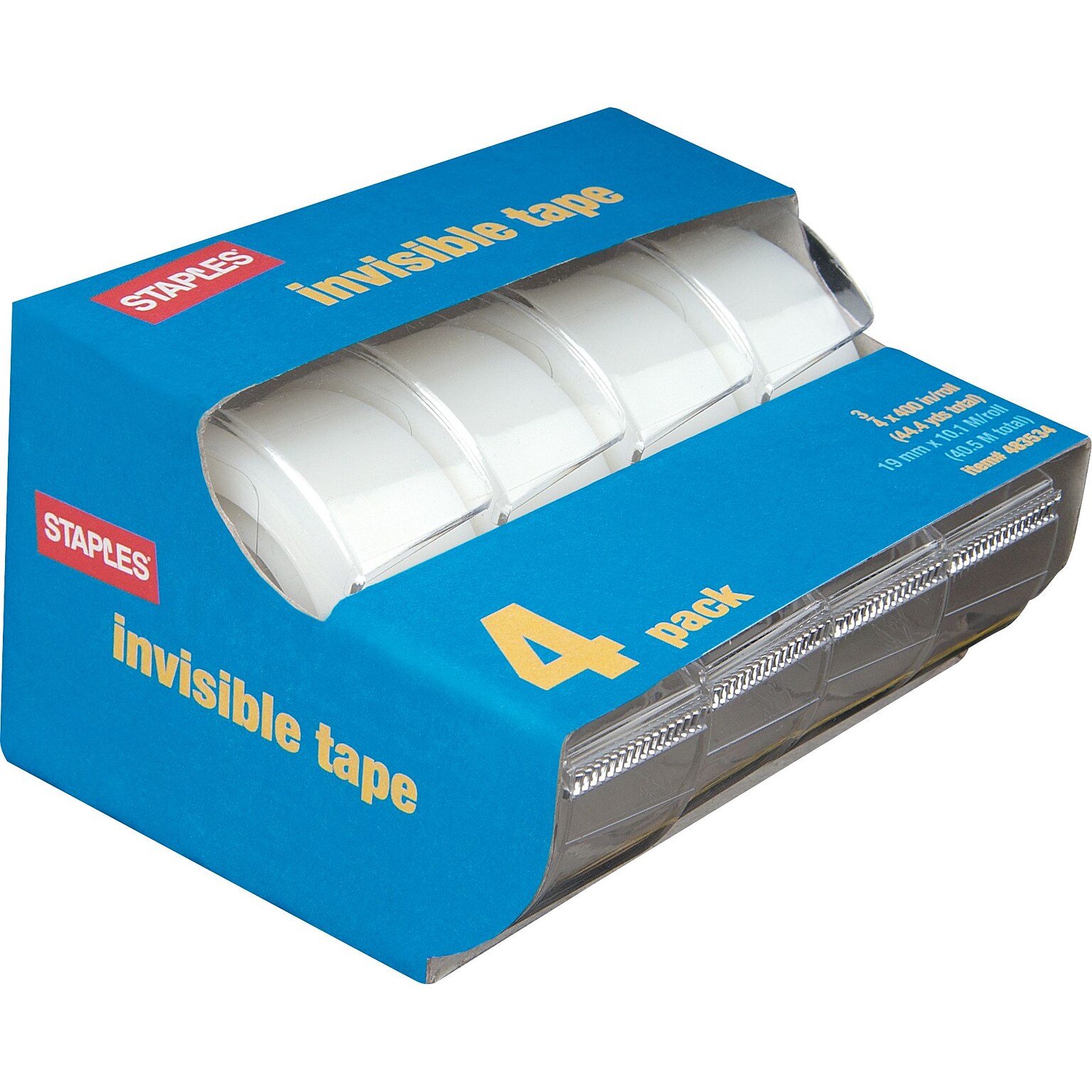 Staples® Invisible Tape Caddies, 3/4 x 11.1 yds, 4/Pack (52384-P4D)