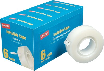 Staples® Invisible Tape Refill Rolls; 3/4 x 36yds - 6/Pack