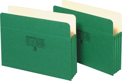 Pendaflex Colored File Pockets; Letter Size, 3-1/2 Expansion, Green