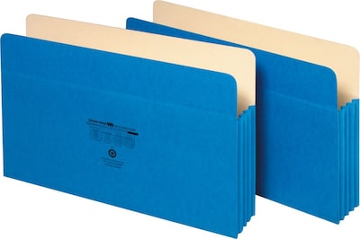 Globe-Weis® Colored File Pockets; Legal Size, 3-1/2 Expansion, Blue