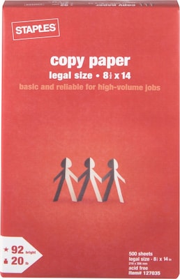 Copy Paper, 8 1/2 x 14, Ream