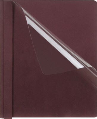Oxford® Clear Front Report Covers with Linen Finish, Burgundy, 8 1/2 x 11, 25/Bx