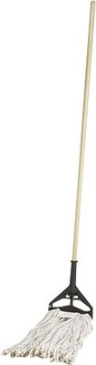 Genuine Joe Wet Mop, 4-Ply, Wood Handle, 24 oz, Natural Cotton, 15/16" x 60"