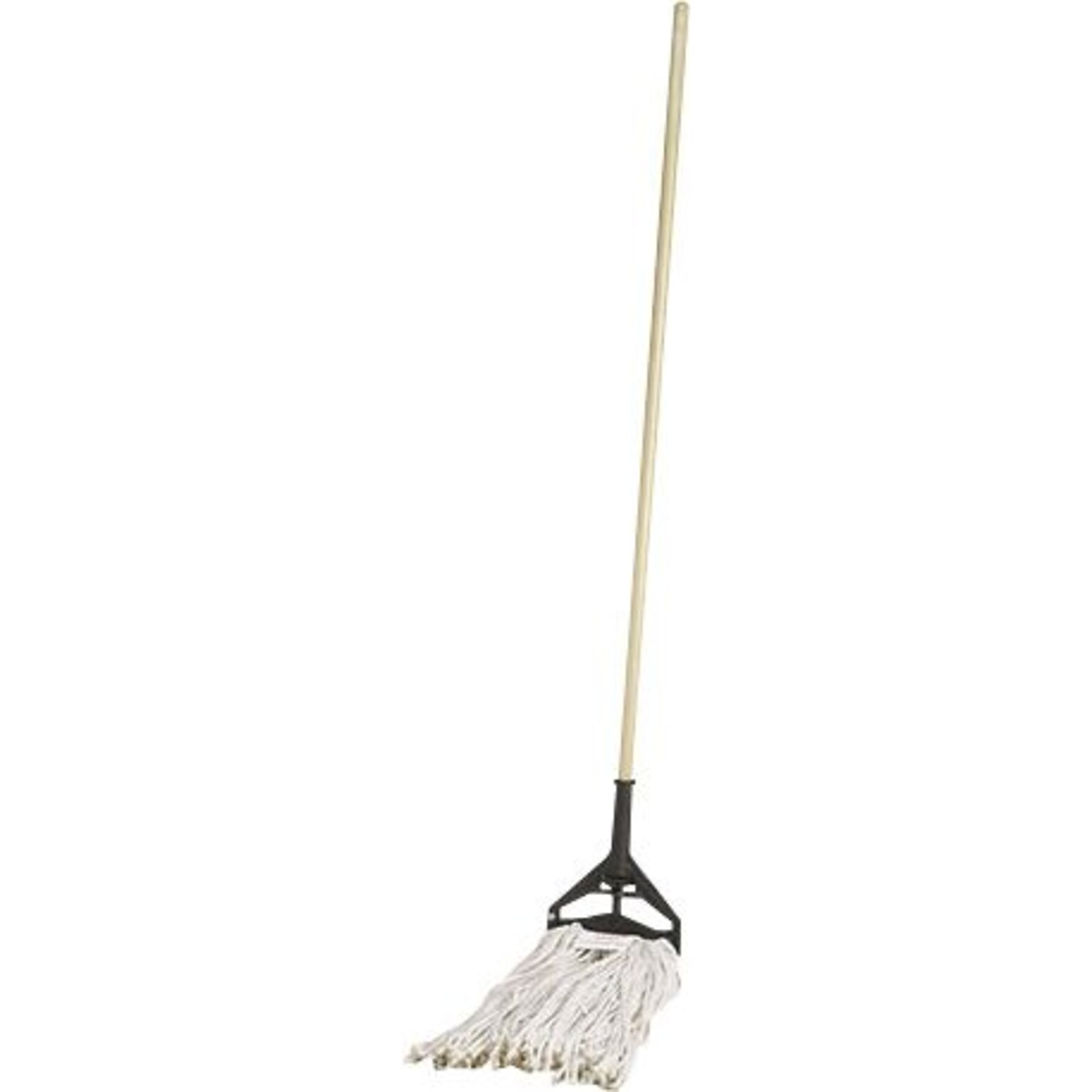 Genuine Joe Wet Mop, 4-Ply, Wood Handle, 24 oz, Natural Cotton, 15/16 x 60