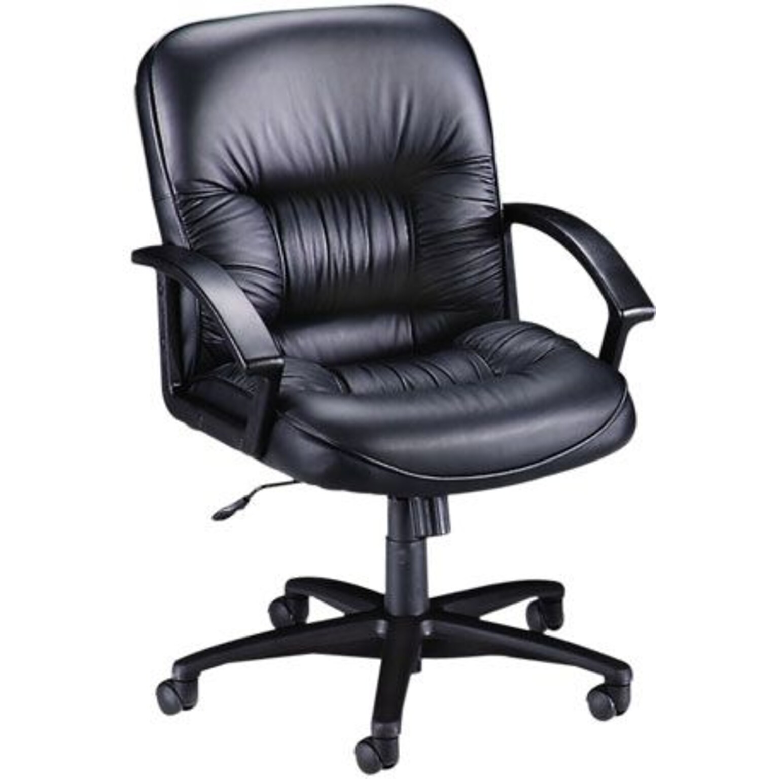 Lorell Tufted Managerial Mid-Back Office Chair, 25.75W x 29D x 38.5-42H, Black (LLR60115)