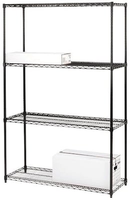 Lorell Rack with 4 Shelves/4 Posts, Black, 72H x 36W x 18D