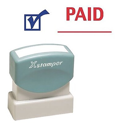 Xstamper 2-Color Title Stamps, "PAID" Blue/Red Ink (036029)