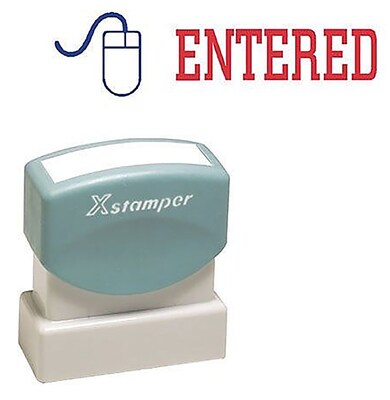 Xstamper 2-Color Title Stamps, ENTERED Blue/Red Ink (036031)