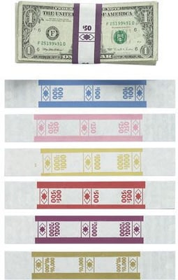 PM Company Currency Straps, White/Violet, $2,000, 25,000/CT