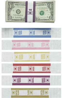 PM Company Currency Straps, White/Violet, $2,000, 25,000/CT