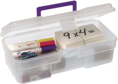 Akro-Mils Supply Box, Clear/Purple, 4H x 6W x 12D