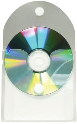 Baumgartens CD/DVD Pocket with Self-Adhesive Flap, Clear, 5 x 5, 12/CT